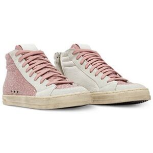 P448 Pink Glitter and White High-Top Sneakers Size 41